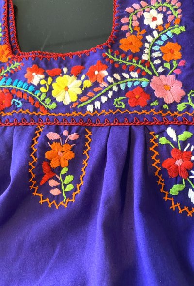 画像1: メキシコ刺繍のワンピース